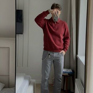 ONLY & SONS Men's Burgundy Zip-Up Sweater